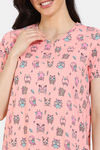 Zivame Joyful Jingles Knit Cotton Knee Length Nightdress - Candlelight Peach — thumbnail 5